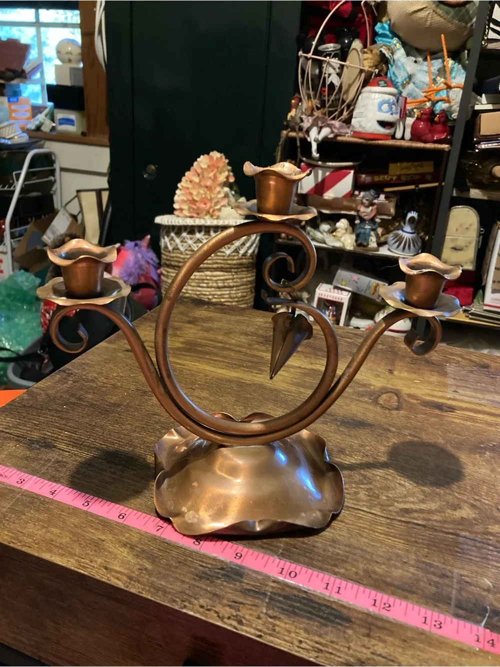 Vintage Gregorian copper 3 light candelabra